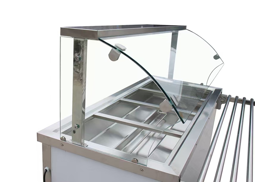 Reference configuration: glass guard detail of the heated serving counter
