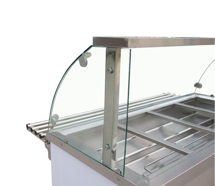 Reference configuration: curved glass panel and serving area detail