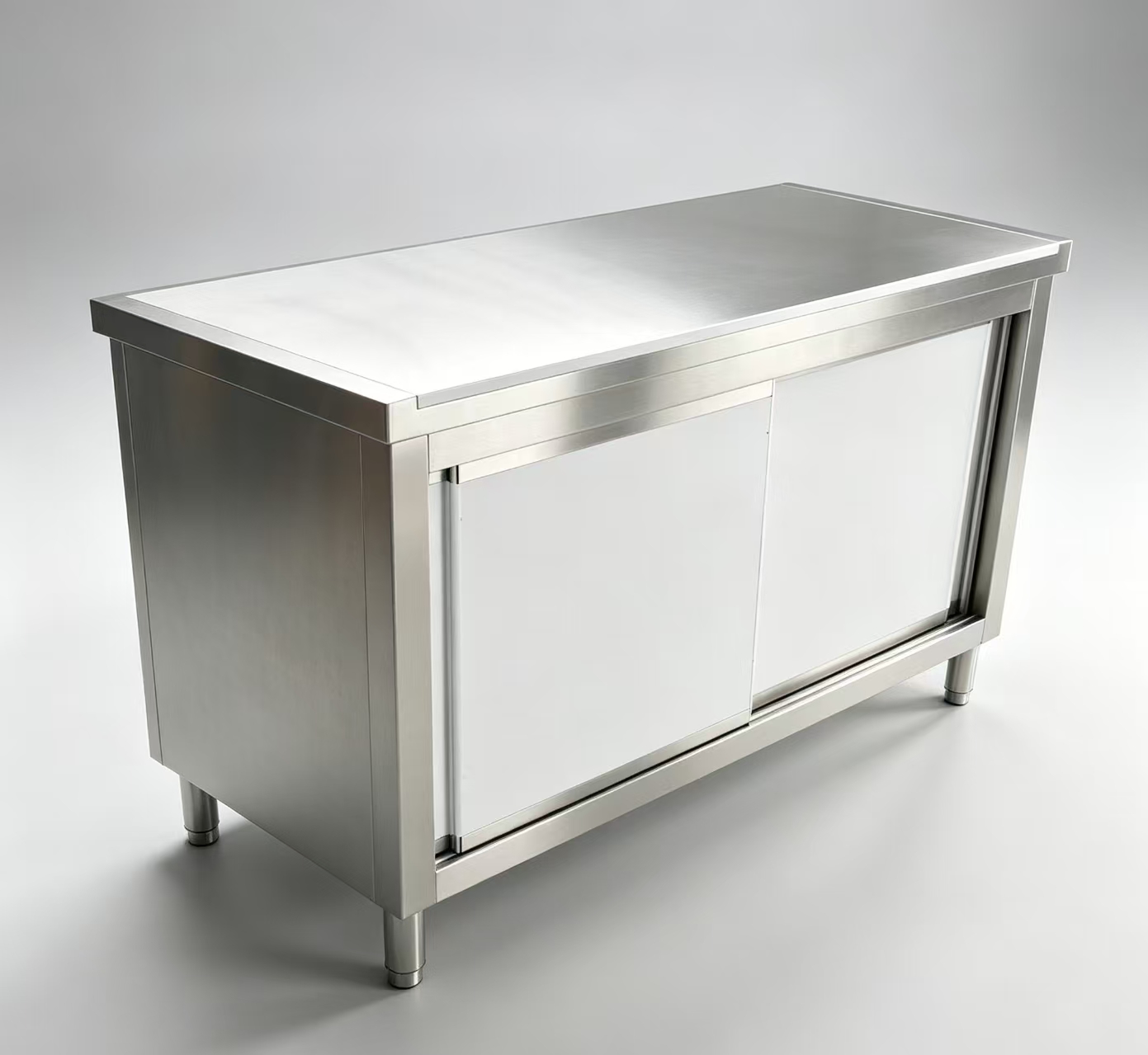 Reference configuration: sliding door worktable viewed from the front-left